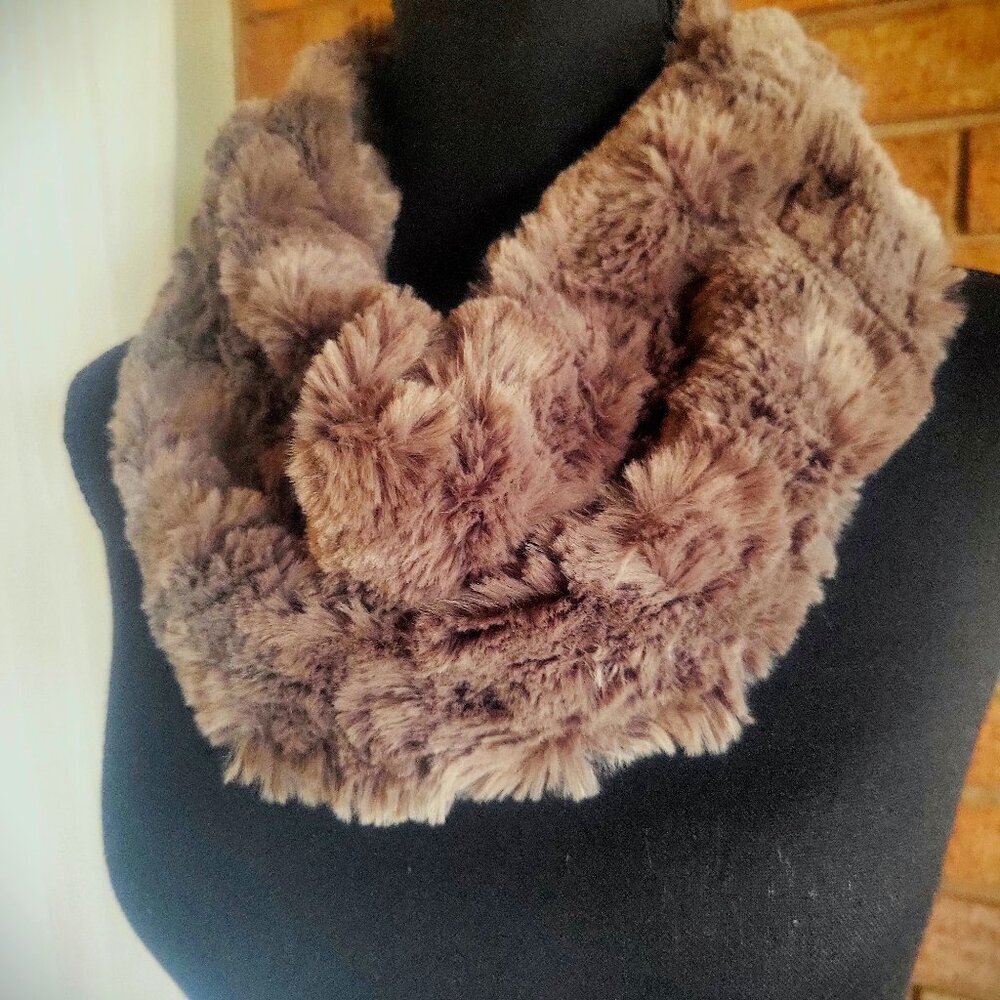 Rich Taupe/Grey Faux Fur Infinity Scarf